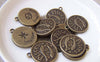 Accessories - 10 Pcs Of Antique Bronze Pisces The Fish Constellation Round Charms Pendants 18mm A1930