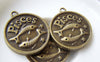 Accessories - 10 Pcs Of Antique Bronze Pisces The Fish Round Base Setting Charms Match 25mm Cameo A3030