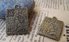 Accessories - 10 Pcs Of Antique Bronze Queen Elizabeth Stamp Charms Double Sided 19x22mm A487