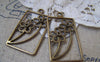 Accessories - 10 Pcs Of Antique Bronze Rectangular Flower Frame Charms 19x34mm A2281