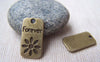 Accessories - 10 Pcs Of Antique Bronze Rectangular Forever Flower Charms 12x23mm A3350