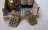 Accessories - 10 Pcs Of Antique Bronze Rectangular Forever Flower Charms 12x23mm A3350