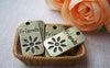 Accessories - 10 Pcs Of Antique Bronze Rectangular Friends Flower Charms 12x23mm A523