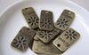 Accessories - 10 Pcs Of Antique Bronze Rectangular Friends Flower Charms 12x23mm A523