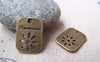 Accessories - 10 Pcs Of Antique Bronze Rectangular Handmade Flower Charms 14x19mm A3564