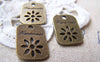 Accessories - 10 Pcs Of Antique Bronze Rectangular Handmade Flower Charms 14x19mm A3564