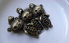 Accessories - 10 Pcs Of Antique Bronze Rhinestone Bear Charms 18x34mm A7648