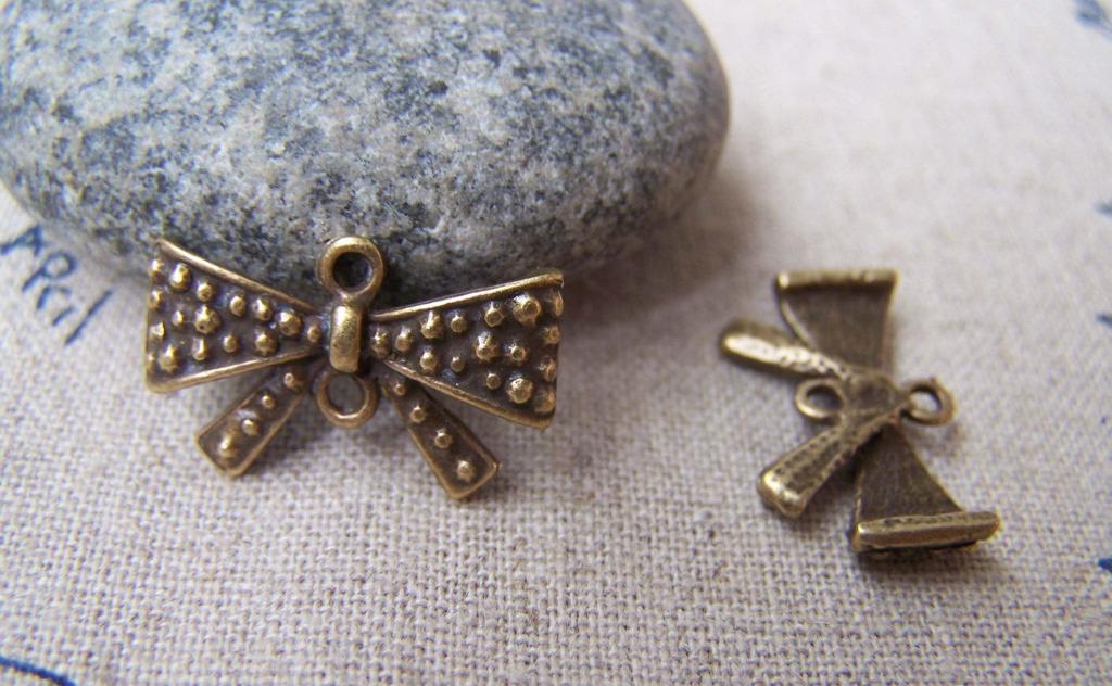 Holidays & Special Occassions - 10 pcs Antique Bronze Bow Tie Knot Connector Charms 11x20mm A747