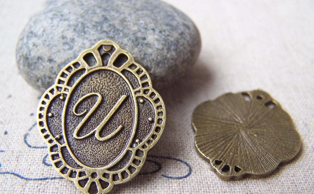 Accessories - 10 Pcs Of Antique Bronze Rhombus Letter U Connectors Charms 23x30mm A1989
