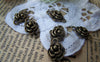 Accessories - 10 Pcs Of Antique Bronze Rose Flower Charms Connectors 10x15mm A386