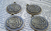 Accessories - 10 Pcs Of Antique Bronze Rose Flower Round Charms Pendants 23mm A453