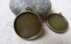 Accessories - 10 Pcs Of Antique Bronze Round Base Settings Pendant Double Sided Match 20mm Cabochon A6870
