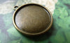 Accessories - 10 Pcs Of Antique Bronze Round Base Settings Pendant Double Sided Match 20mm Cabochon A6870