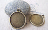 Accessories - 10 Pcs Of Antique Bronze Round Base Settings Pendant Double Sided Match 21mm Cabochon A2434