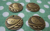 Accessories - 10 Pcs Of Antique Bronze Round Bird Charms 25mm A264