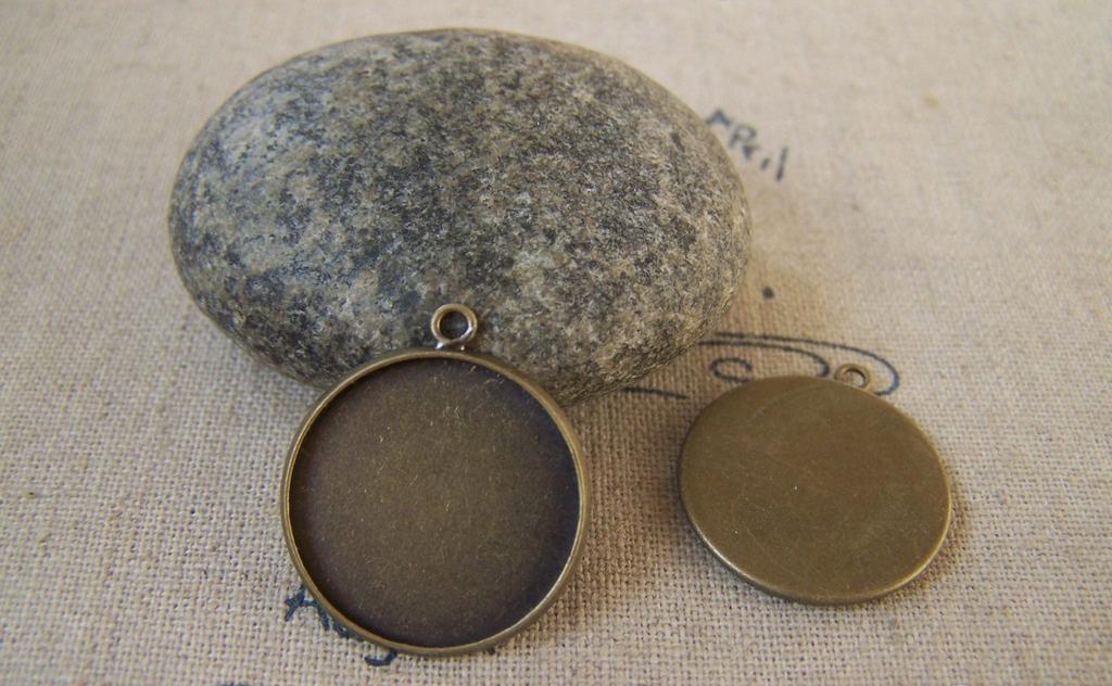 Accessories - 10 Pcs Of Antique Bronze Round Cameo Base Settings Match 18mm Cabochon A5417