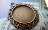 Accessories - 10 Pcs Of Antique Bronze Round Cameo Base Settings Match 20mm Cabochon A3524