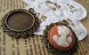 Accessories - 10 Pcs Of Antique Bronze Round Cameo Base Settings Match 20mm Cabochon A3524