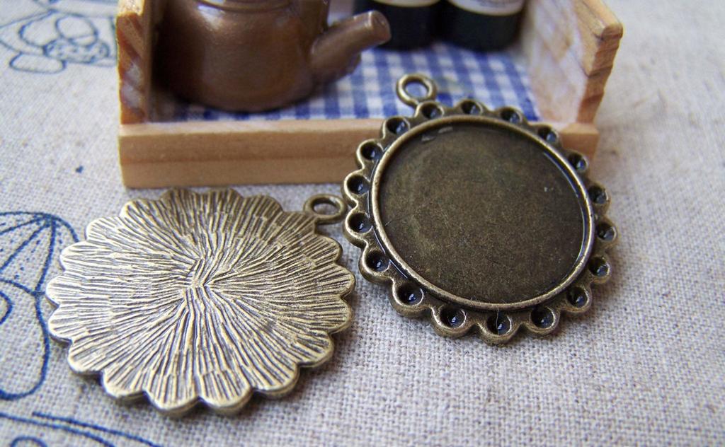 Base Setting - 10 pcs Antique Bronze Base Settings Match 22mm Cabochon A543
