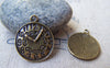 Accessories - 10 Pcs Of Antique Bronze Round Clock Charms 18mm A475