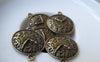 Accessories - 10 Pcs Of Antique Bronze Round Clock Charms 18mm A475
