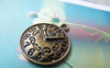 Accessories - 10 Pcs Of Antique Bronze Round Clock Charms 18mm A475