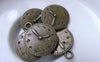 Accessories - 10 Pcs Of Antique Bronze Round Clock Charms 19mm A6520