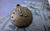 Accessories - 10 Pcs Of Antique Bronze Round Clock Charms 19mm A6520