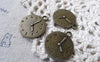 Accessories - 10 Pcs Of Antique Bronze Round Clock Charms 19mm A6520
