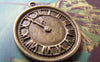 Accessories - 10 Pcs Of Antique Bronze Round Clock Charms 24mm A479
