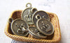 Accessories - 10 Pcs Of Antique Bronze Round Embossed Crown Ring Charms 15mm A780