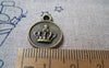 Accessories - 10 Pcs Of Antique Bronze Round Embossed Crown Ring Charms 15mm A780