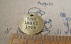 Accessories - 10 Pcs Of Antique Bronze Round Live Laugh Love Charms 20mm A2177