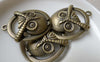 Accessories - 10 Pcs Of Antique Bronze Round Owl Pendants Charms 28x32mm A6908