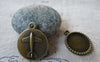 Accessories - 10 Pcs Of Antique Bronze Round Plane Back Cameo Base Settings Match 18mm Cabochon A5356