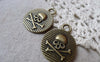 Accessories - 10 Pcs Of Antique Bronze Round Skull Pendant Charms Double Sided 23mm A6088