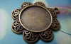 Accessories - 10 Pcs Of Antique Bronze Round Sunflower Cameo Base Settings Match 20mm Cabochon A5752