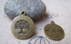 Accessories - 10 Pcs Of Antique Bronze Round Tree Charms 19mm A534