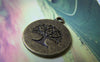 Accessories - 10 Pcs Of Antique Bronze Round Tree Charms 19mm A534