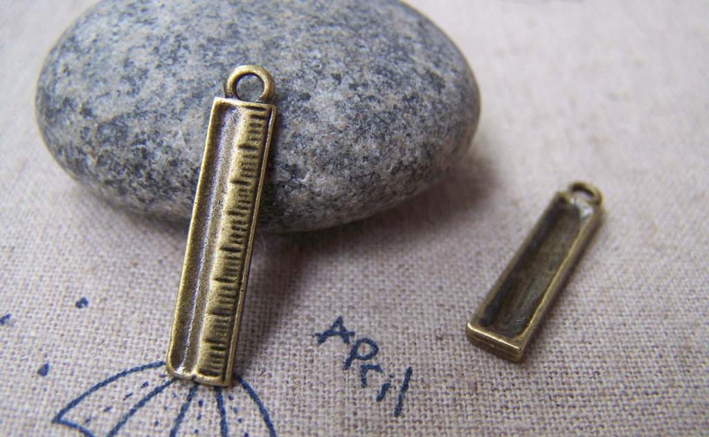 Accessories - 10 Pcs Of Antique Bronze Ruler Charms 5x25mm A1439