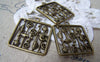 Accessories - 10 Pcs Of Antique Bronze Sea Life Filigree Square Ring Charms Pendants 24mm A462