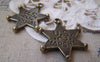 Accessories - 10 Pcs Of Antique Bronze Six Point Star Hexagram Charms Double Sided 24x32mm A525