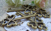 Accessories - 10 Pcs Of Antique Bronze Skeleton Key Charms 22x49mm A188
