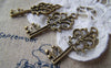 Accessories - 10 Pcs Of Antique Bronze Skeleton Key Charms Pendants 16x36mm A201