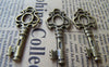 Accessories - 10 Pcs Of Antique Bronze Skeleton Key Charms Pendants 17x43mm A189