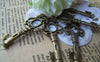Accessories - 10 Pcs Of Antique Bronze Skeleton Key Charms Pendants 17x43mm A189