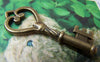 Accessories - 10 Pcs Of Antique Bronze Skeleton Key Charms Pendants 18x45mm A175