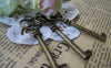 Accessories - 10 Pcs Of Antique Bronze Skeleton Key Charms Pendants 20x62mm A177