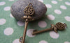 Accessories - 10 Pcs Of Antique Bronze Skeleton Key Charms Pendants Double Sided 11x40mm A2785