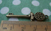 Accessories - 10 Pcs Of Antique Bronze Skeleton Key Charms Pendants Double Sided 11x40mm A2785